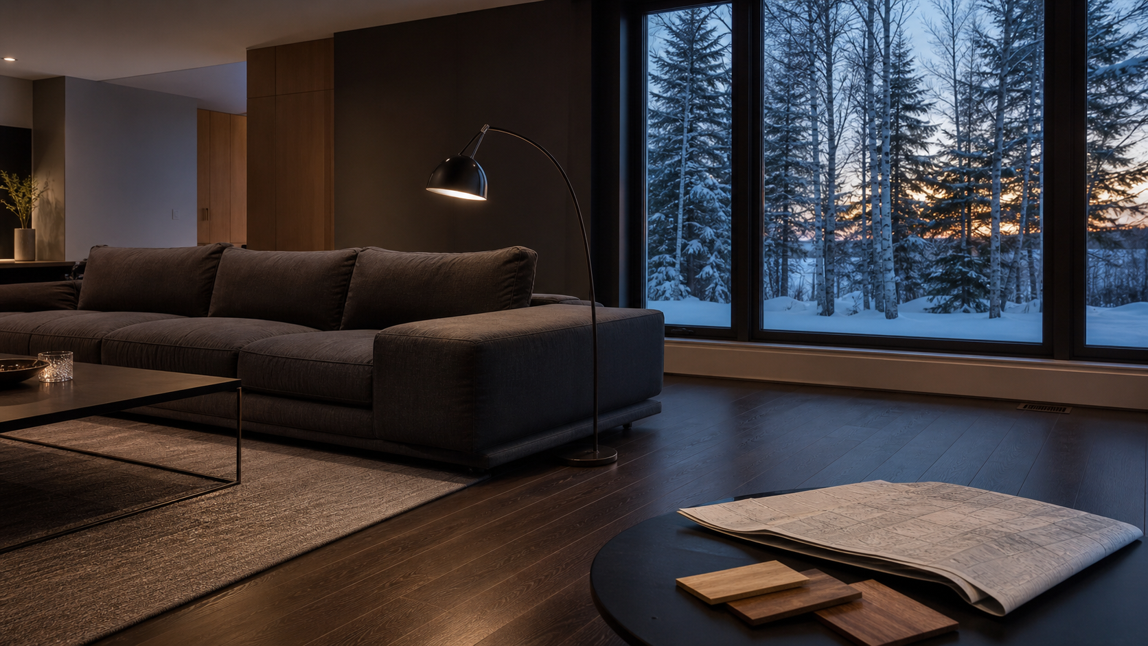 Kay-Sha Ouellet et Kevin Croussette Dufour devant une maison contemporaine